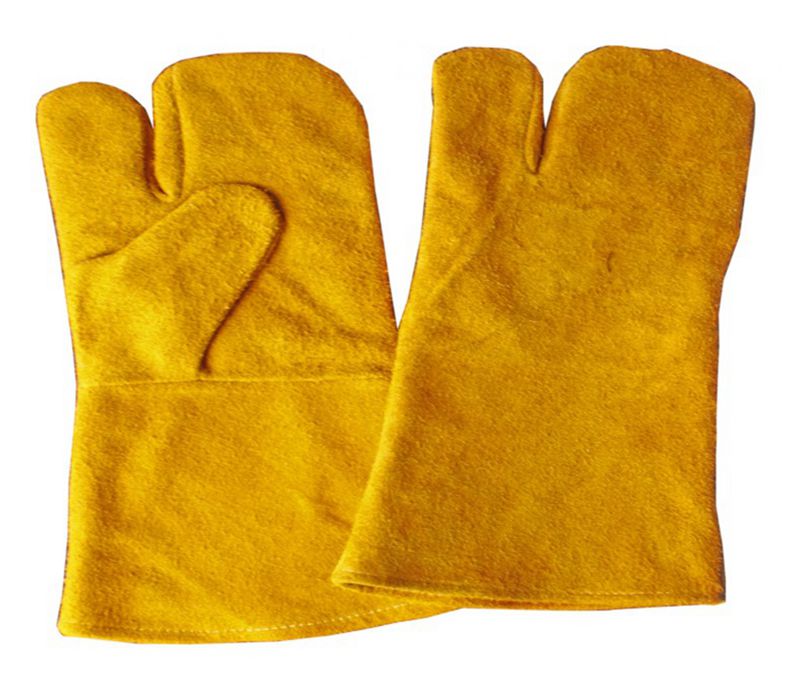 BBQ803 full fleece lining cow split work gloves with 3 fingers