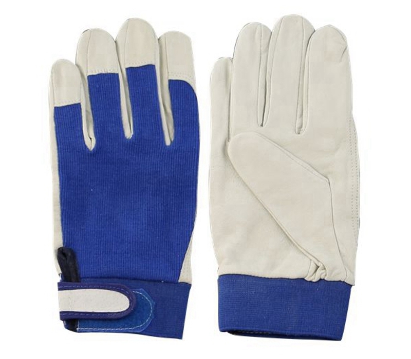 pig grain driver gloves for women elastic cotton back velcro closure on cuff