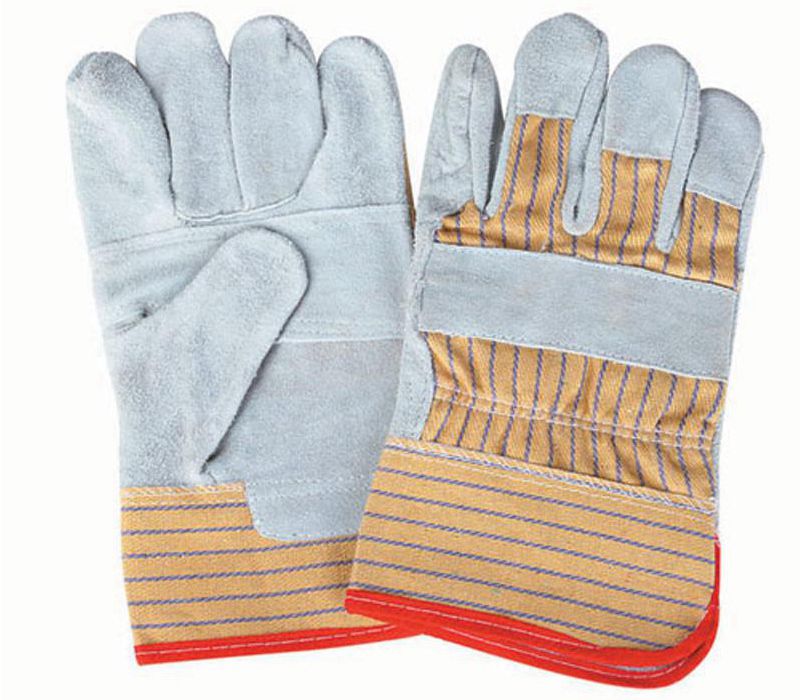 grey split leather patch palm gloves