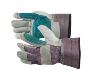 double palm leather work gloves with safety cuft