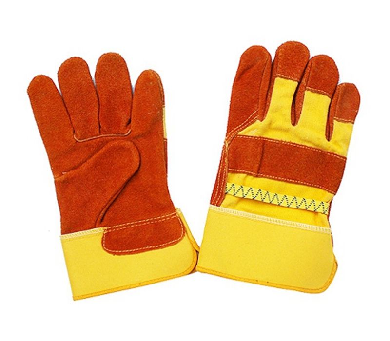 rubberized safety cuff leather gloves