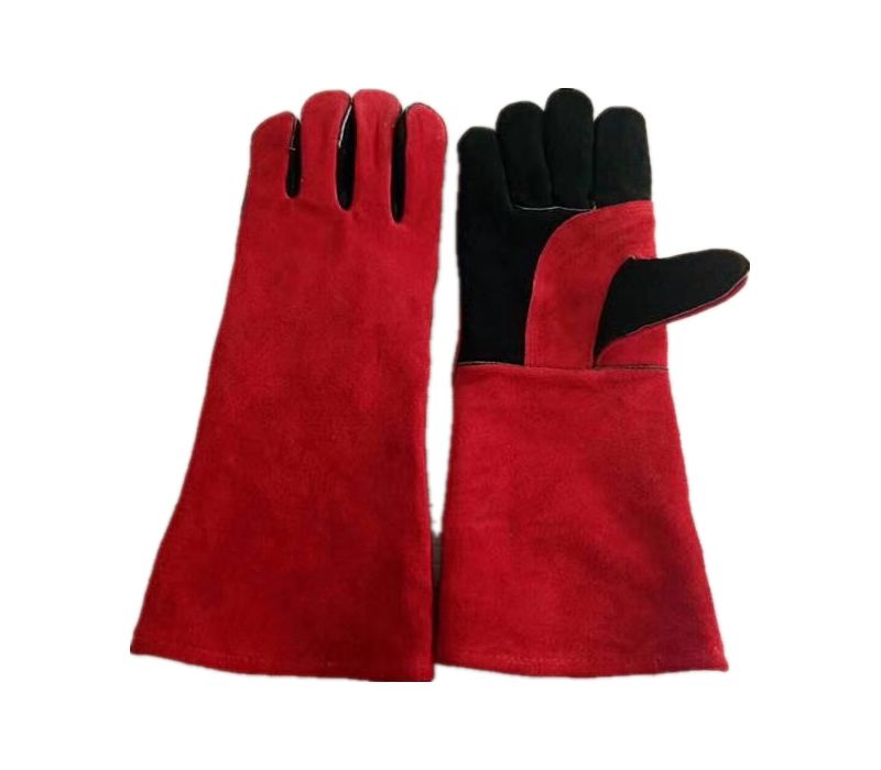 cowhide split leather welding gloves one piece back